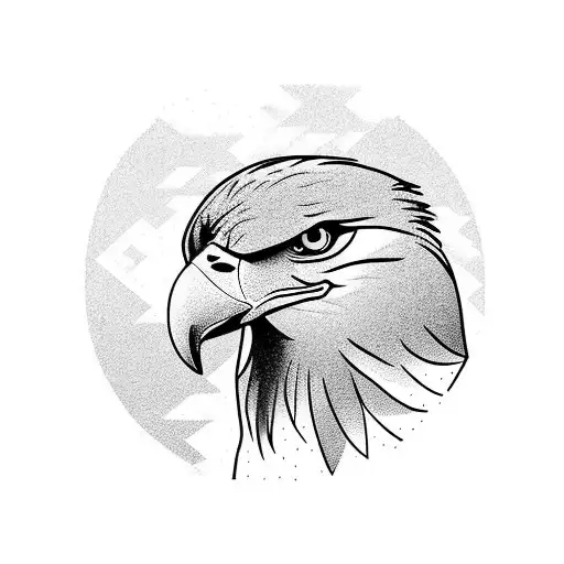 A majestic eagle overlooking a serene mountain landscape tattoo design idea