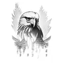 A majestic eagle overlooking a serene mountain landscape tattoo design idea