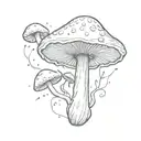 Simple thin magic mushroom  tattoo design idea