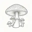 Simple thin magic mushroom  tattoo design idea
