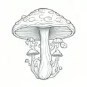Simple thin magic mushroom  tattoo design idea