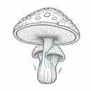 Simple thin magic mushroom  tattoo design idea