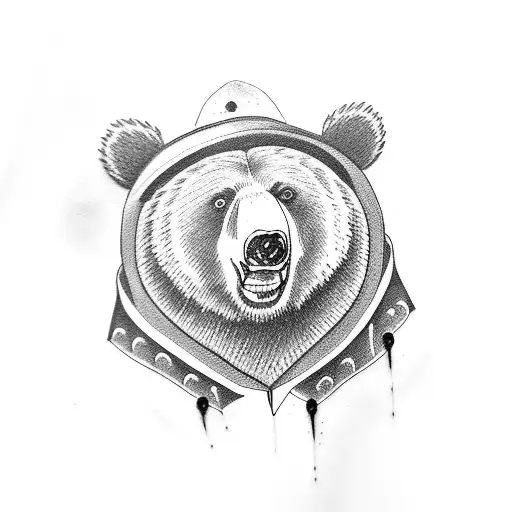 bear with depression tattoo design idea