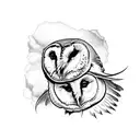 barn owl swooping down side view tattoo design idea