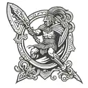 Spear going threw shield greek tattoo design idea