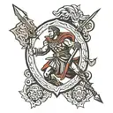 Spear going threw shield greek tattoo design idea