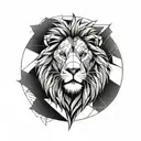 Lion with a clock surrounded tattoo design idea