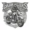 emblem written Lauro's Custom Garagem with an old motorcycle, with a mustache and also with a writing from since 2019 tattoo design idea