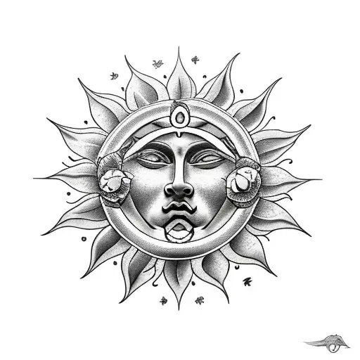Flower, god of sun, Apollo,  tattoo design idea
