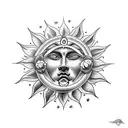 Flower, god of sun, Apollo,  tattoo design idea