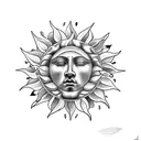 Flower, god of sun, Apollo,  tattoo design idea