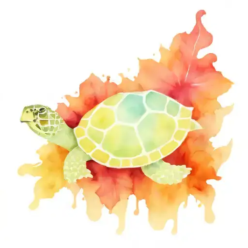 sea turtle dahlia flower tattoo design idea