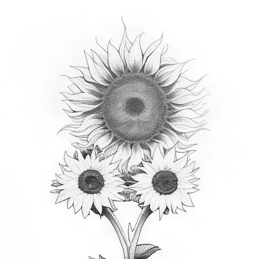 "find someone who grows flowers in the darkest parts of you" written vertically with sunflowers at the send tattoo design idea