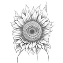 "find someone who grows flowers in the darkest parts of you" written vertically with sunflowers at the send tattoo design idea