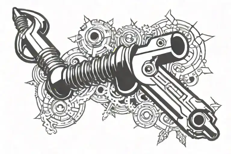 wrench spark plug tattoo design idea