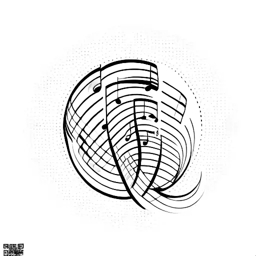 A minimalist tattoo of a computer chip with musical notes flowing out of it. tattoo design idea