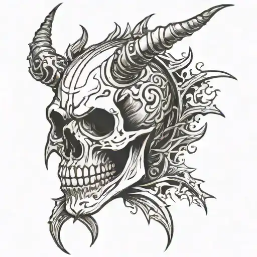Skull devil old dark tattoo design idea