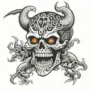 Devil japan skull kill tattoo design idea