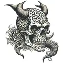 Devil japan skull kill tattoo design idea