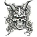 Devil japan skull kill tattoo design idea