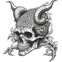 Devil japan skull kill tattoo design idea