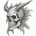 Skull devil old dark tattoo design idea