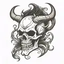 Skull devil old dark tattoo design idea