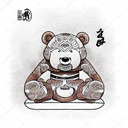 a teddy bear meditating in a zen garden tattoo design idea