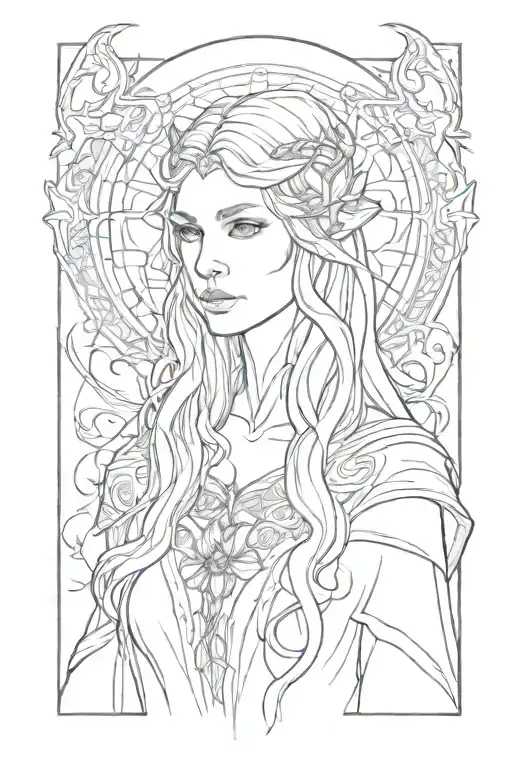 Dark Galadriel tattoo design idea
