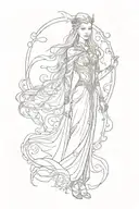 Full Body Dark Galadriel tattoo design idea