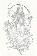 Full Body Dark Galadriel tattoo design idea
