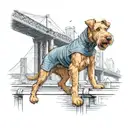 An Airedale Terrier Stands on Brooklyn Bridge, barking at The Shark  tattoo design idea