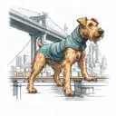An Airedale Terrier Stands on Brooklyn Bridge, barking at The Shark  tattoo design idea