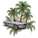 car dollar palm tree 2023 diamont tattoo design idea