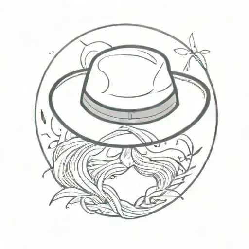 straw hat, gomu gomu no text under the hat surrounded tattoo design idea