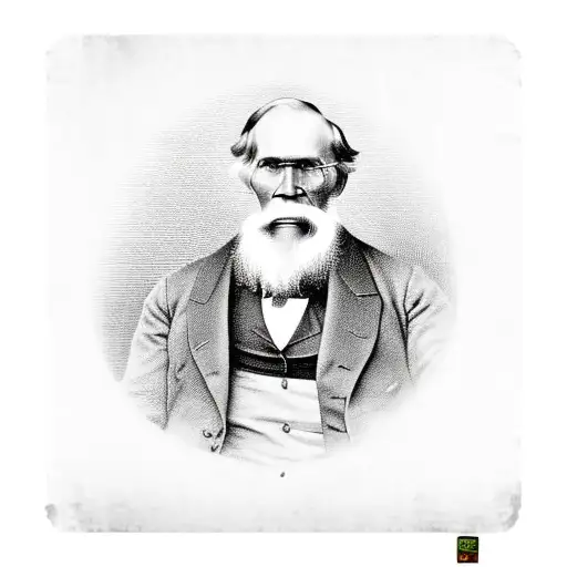 Old time portrait of Leo Tolstoy in an antique frame with a banner that says "Cool story, bro." tattoo design idea