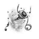 galaxy with music notes tattoo design idea