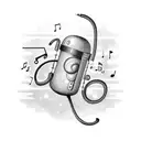 galaxy with music notes tattoo design idea