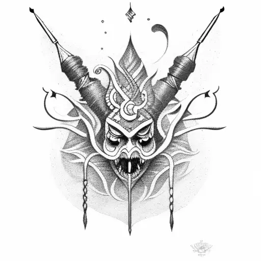 shiv with trident  tattoo design idea