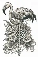 flamingo skeleton looking tattoo design idea