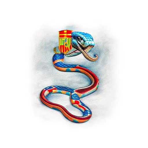 Snake spain flag color tattoo design idea