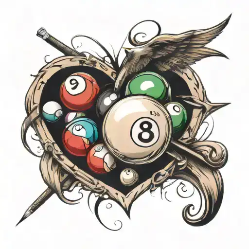 Make a tattoo sketch that will reflect my love for billiards tattoo design idea