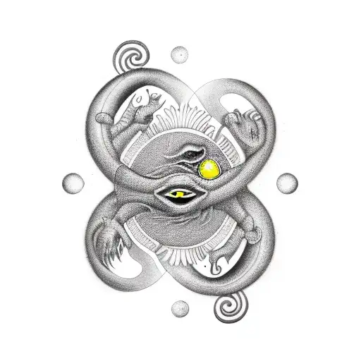 Monkey and alien as yin yang tattoo design idea