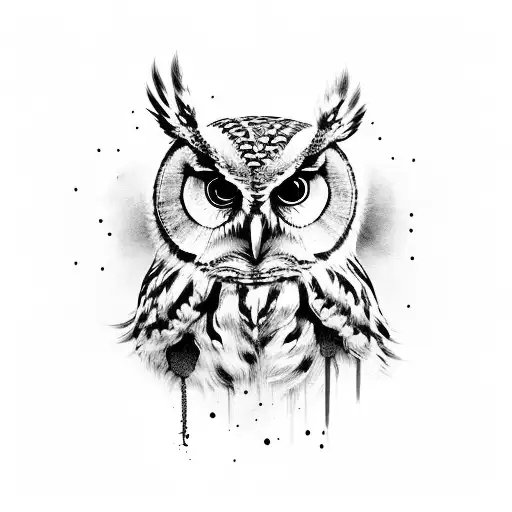 Owl holing paintbrushes  tattoo design idea
