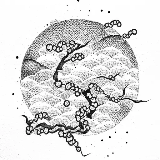 Samurai and Cherry Blossoms tattoo design idea