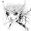 Geisha Standing and Cherry Blossom tree tattoo design idea