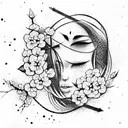 Samurai and Cherry Blossoms tattoo design idea