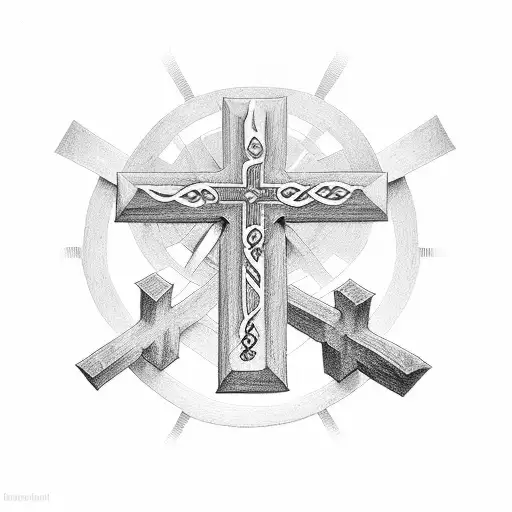 Three Crosses with words saying I can do all things through Christ which strengtheneth me. tattoo design idea