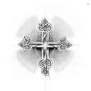 Three Crosses with words saying I can do all things through Christ which strengtheneth me. tattoo design idea