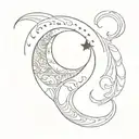 A unique design featuring a stylized moon with intricate patterns and the quote 'God is greater than your highs and lows' subtly incorporated into the artwork tattoo design idea